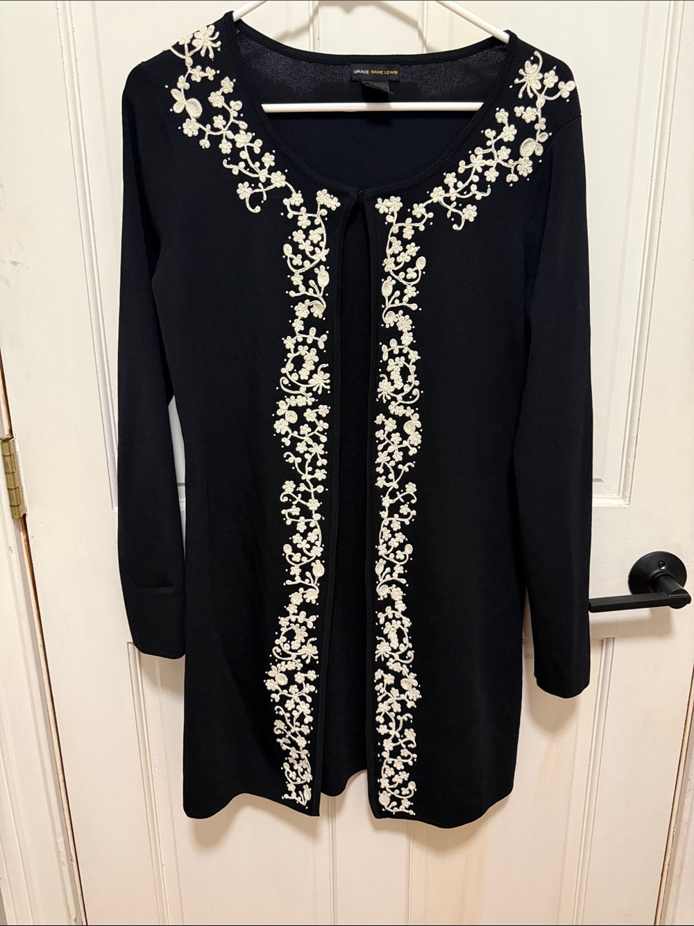 Embroidered Black Long Sleeve Dress by Grace Karin